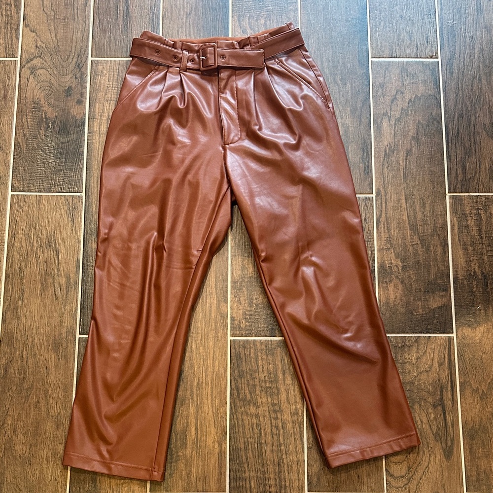 Abercrombie & Fitch Tan Faux Leather Pants size small